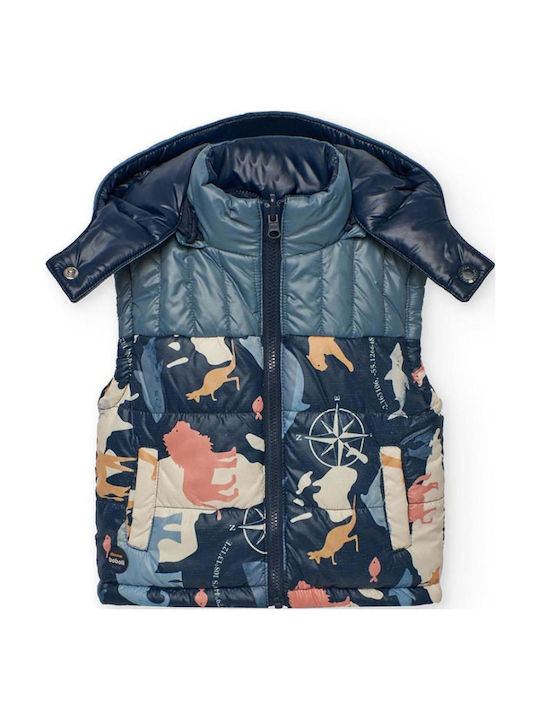 Kids' Coat Sleeveless Double Sided with Hood Navy