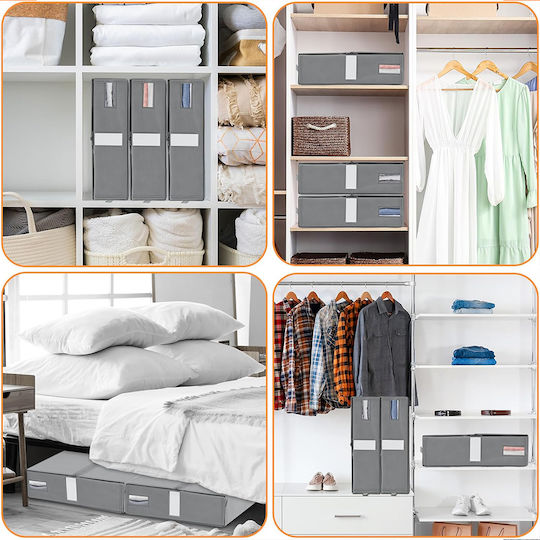 Bakaji Plastic Storage Case for Blanket/Duvet in Gray Color 33x33x10cm 3pcs