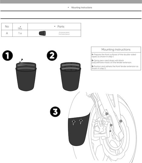 Front Fender Extension Gpk Honda Nc700s Nc700x Nc750x Nc750s 2012-2022