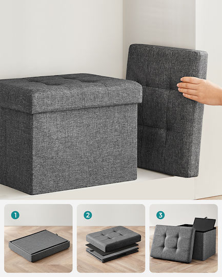 Stool For Living Room Collapsible With Storage Space Wooden Gray 41x31x31cm