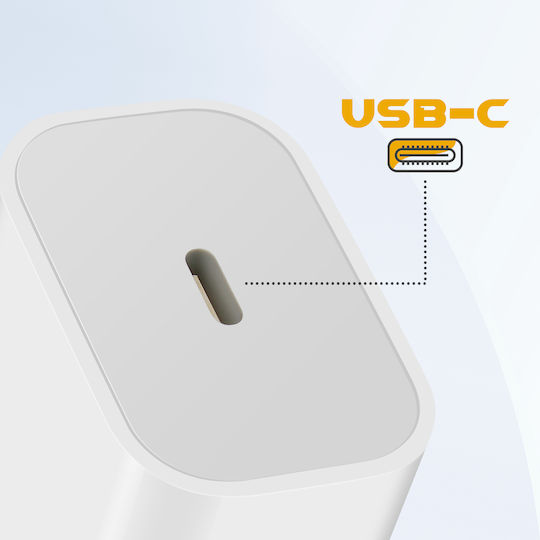 Inkax Ladegerät ohne Kabel mit USB-C Anschluss 20W Stromlieferung Weißs (Y27)