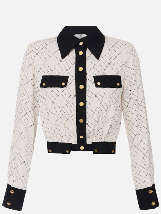 Short Women's Cardigan with Buttons White