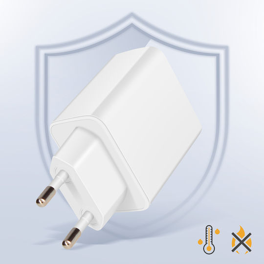 Inkax Φορτιστής Χωρίς Καλώδιο με Θύρα USB-A και 2 Θύρες USB-C 40W Power Delivery Λευκός (C26)