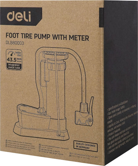 Deli DL880003 Luftpumpe Luftpumpe Fuß mit Manometer