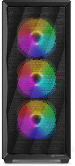 Sharkoon VK4 Rainbow Gaming Midi Tower Computer Case with Side Window and RGB Lighting Black