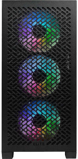 CoolerMaster Elite 302 Gaming Midi Tower Κουτί Υπολογιστή με Πλαϊνό Παράθυρο και ARGB Φωτισμό Μαύρο