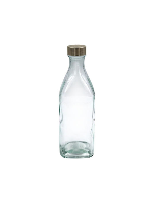Sidirela Glass Water Bottle with Screw Cap Transparent 1000ml Sidirela Glass Water Bottle with Screw Cap Transparent 1000ml