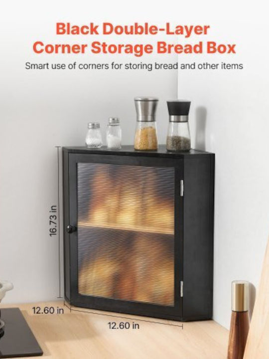 Vevor Bread Box made of Bamboo Black 32x32x42.5cm