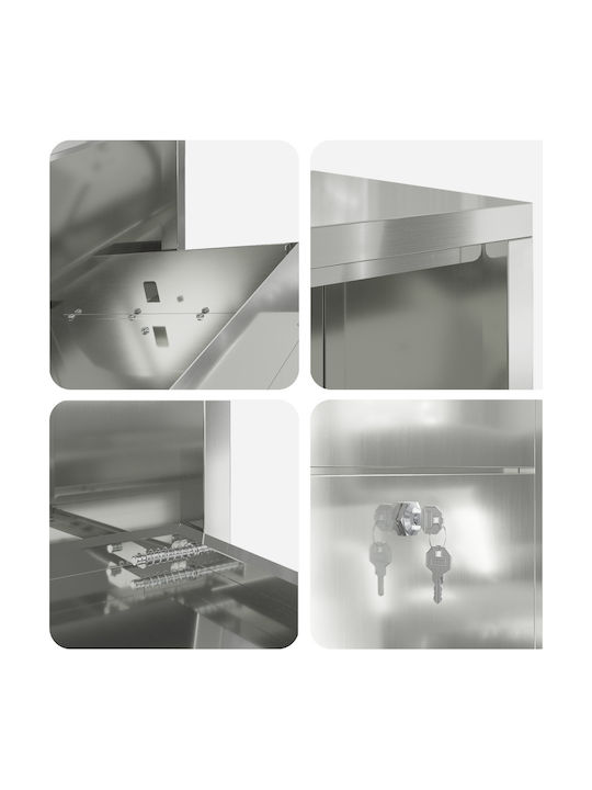 vidaXL Außenbereich Briefkasten Metallisch in Silber Farbe 44x22x82cm