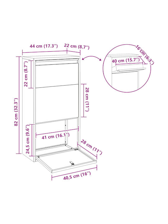 vidaXL Außenbereich Briefkasten Metallisch in Weiß Farbe 44x22x82cm