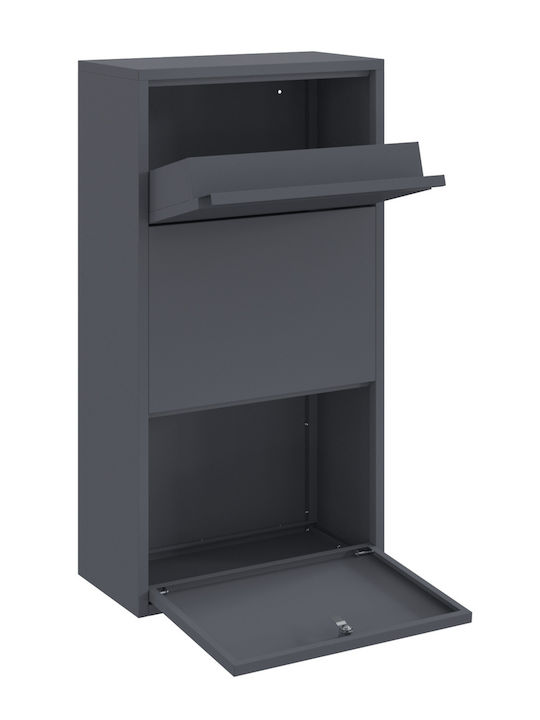 vidaXL Außenbereich Briefkasten Metallisch in Gray Farbe 44x22x82cm