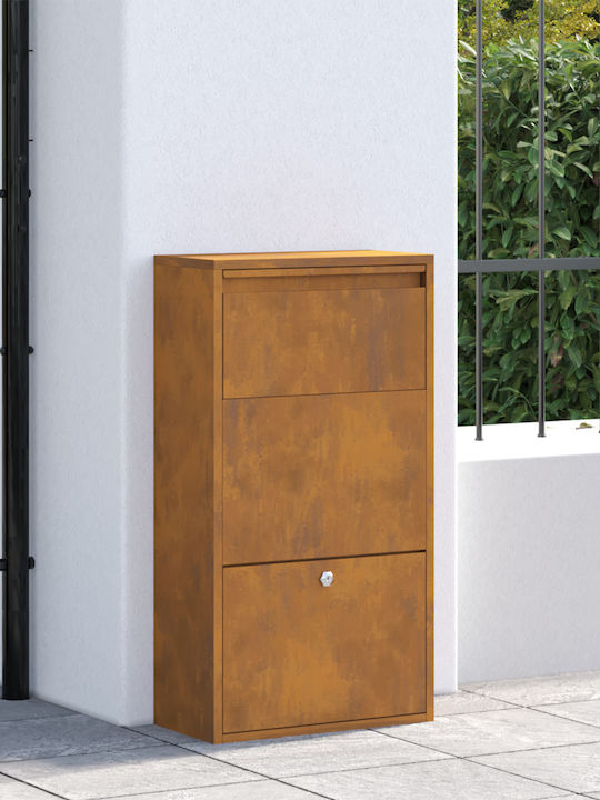 vidaXL Außenbereich Briefkasten Inox in Braun Farbe 44x22x82cm