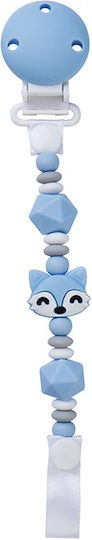 Saro Schnullerzubehör Foxy mit Perlen aus Silikon Hellblau