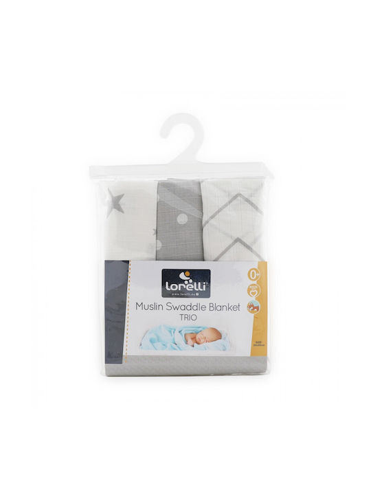 Lorelli Trio Muslin Swaddle Wraps Gray 80x80cm. 3pcs