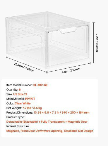 Vevor Plastic Storage Case for Shoes 6pcs