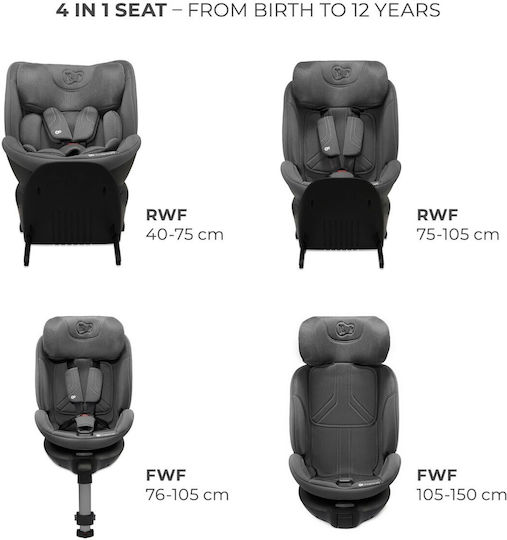 Kinderkraft Xrider 2 Baby Car Seat i-Size with Isofix Grey