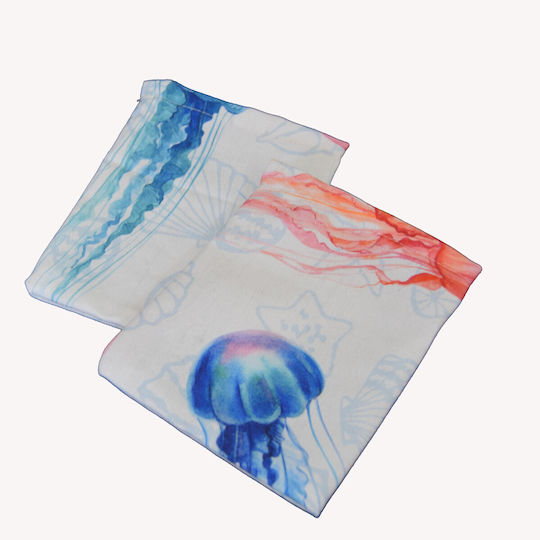 Fabric Wedding Favor Pouch Medusa Blue 14×18 Set of 12 Pieces