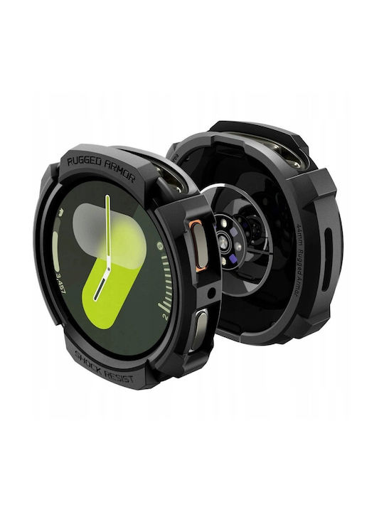 Spigen RUGGED ARMOR Silikonhülle in Schwarz Farbe für Samsung Galaxy Watch 8 44mm