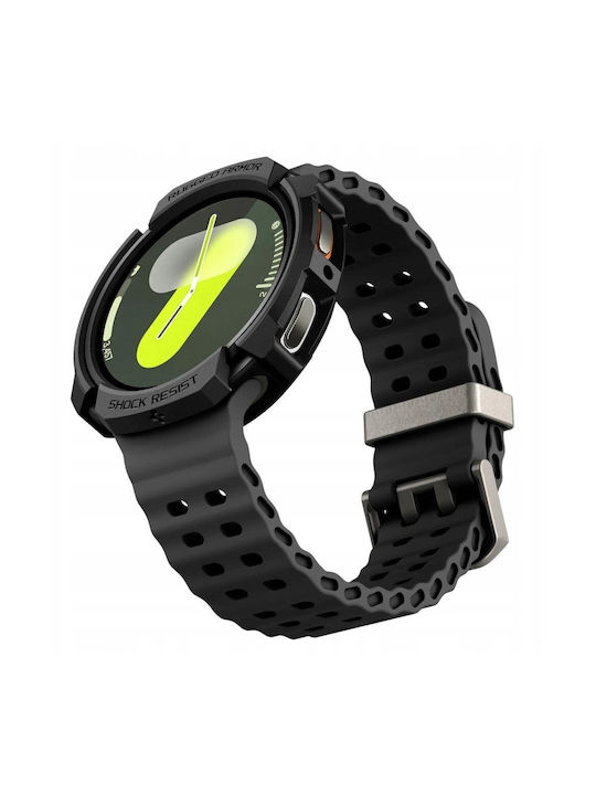 Spigen RUGGED ARMOR Silikonhülle in Schwarz Farbe für Samsung Galaxy Watch 8 44mm