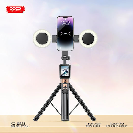 XO SS23 Selfie Stick Τρίποδο Κινητού Bluetooth με Φωτισμό Μαύρο