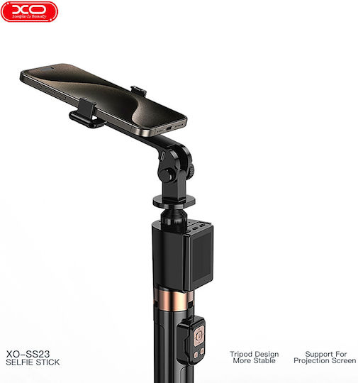 XO SS23 Selfie Stick Τρίποδο Κινητού Bluetooth με Φωτισμό Μαύρο