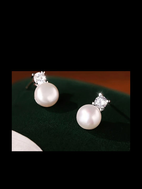 By Queen Cercei Argintii Studs Cu Mărgele Zircon