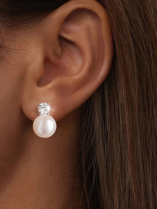 By Queen Cercei Argintii Studs Cu Mărgele Zircon