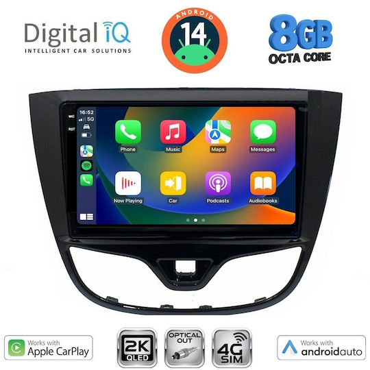 Digital IQ Car Audio System for Opel Karl 2014-2019 (Bluetooth/USB/WiFi/GPS/Apple-Carplay/Android-Auto) with Touch Screen 10"