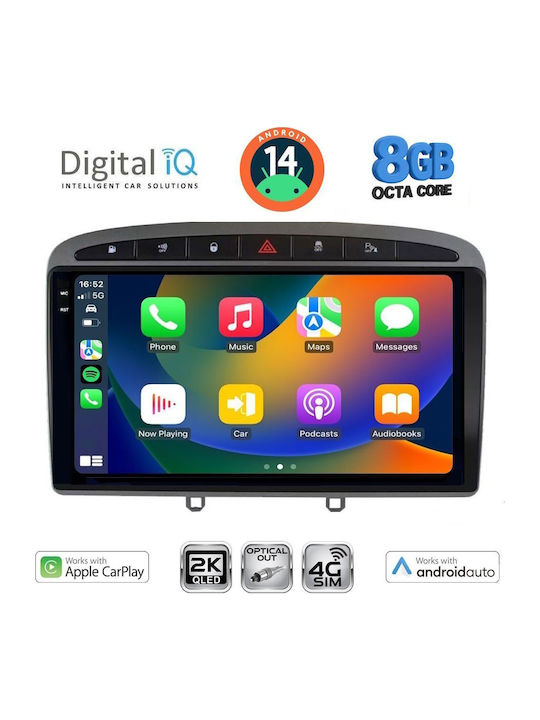 Digital IQ Car Audio System for Peugeot 308 / RCZ 2007-2012 (Bluetooth/USB/WiFi/GPS/Apple-Carplay/Android-Auto) with Touch Screen 9"