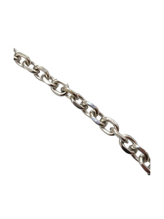 Kalliopi Silver Necklace Double from Steel with Diamond