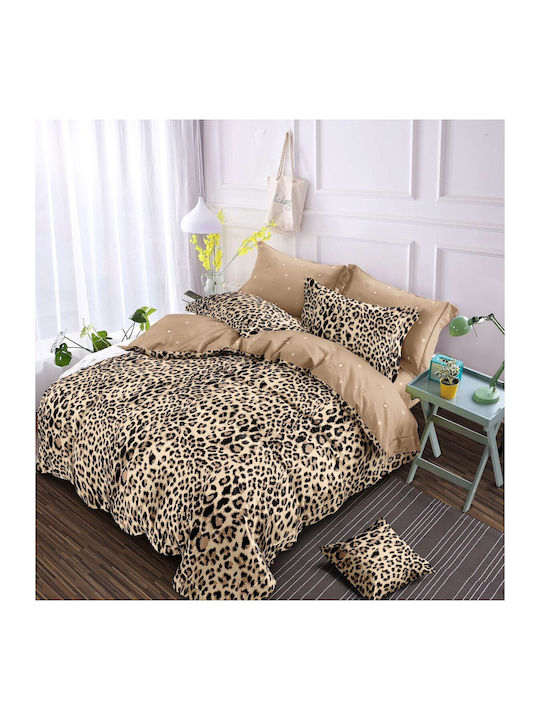 Kotonia Home Set Husă de Pilotă Dublă cu 2 Fețe de Pernă & 1 Cearsaf 200x230 Animal Print
