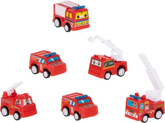 ikonka Fire Truck Set with Pull Back for 3+ Years