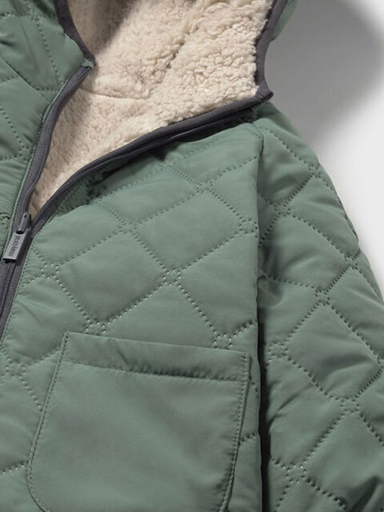 Kinder Freizeitjacke Beidseitig mit Kapuze Green