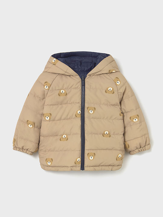 Kinder Steppjacke Beidseitig mit Kapuze Blue, Beige