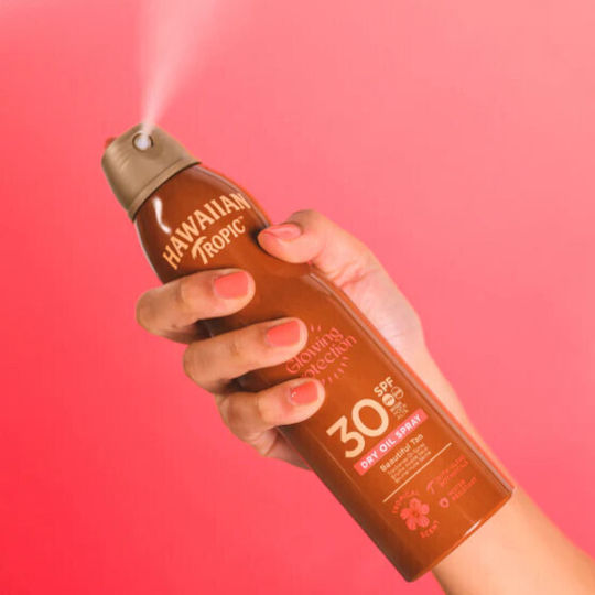 Hawaiian Tropic Island Glow Protective Waterproof Sunscreen Face & Body Oil SPF30 in Spray 177ml
