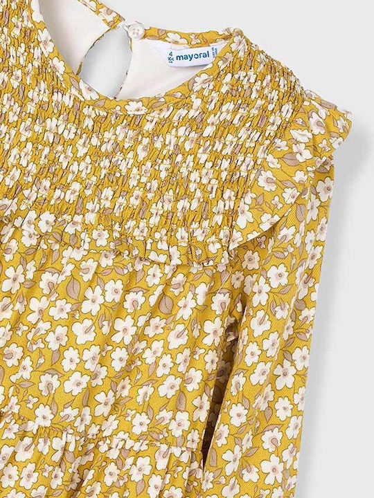 Children's Dress Long Sleeve Floral Yellow