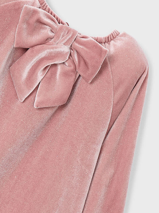 Sparkles Children's Dress Long Sleeve Velvet Pink