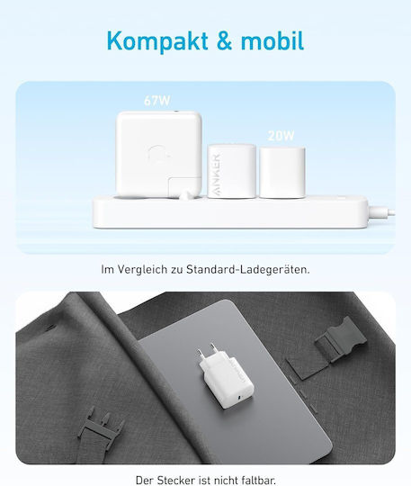 Anker Charger with USB-C Port and Cable USB-C - USB-C 20W Whites (B2347321)