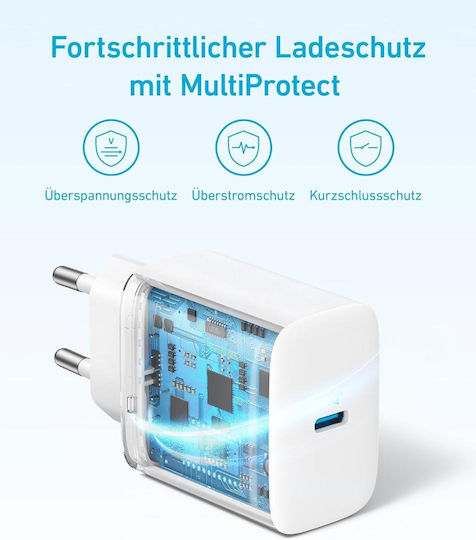 Anker Charger with USB-C Port and Cable USB-C - USB-C 20W Whites (B2347321)