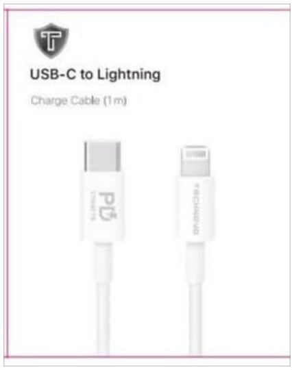 Technovo USB 2.0 Cable USB-C male - USB-C 18W White 1m
