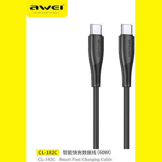 Awei Cl-182c USB 2.0 Kabel USB-C männlich - USB-A 60W Schwarz 1m
