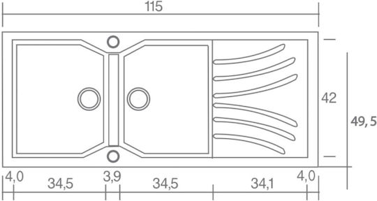 Chiuvetă încastrată Sanitec Classic 332 Granit Sintetic W115xD50cm Granit Bej