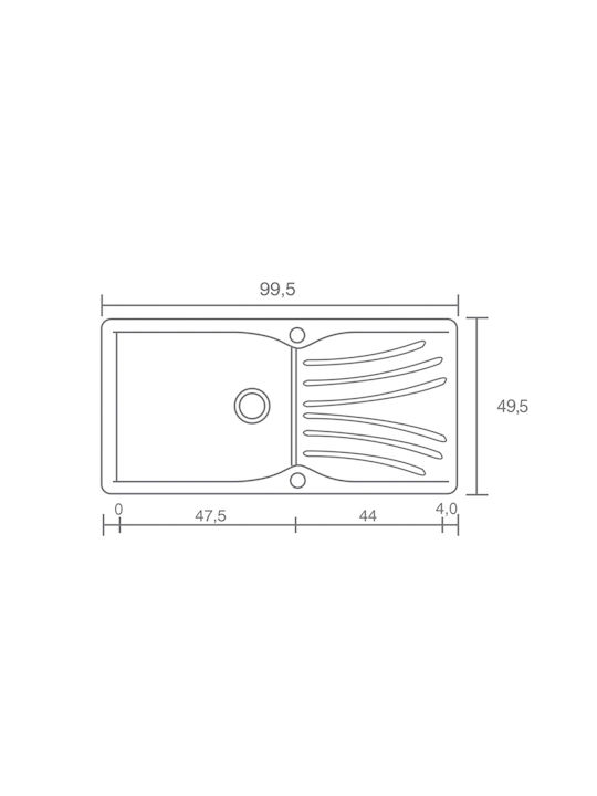 Sanitec Classic 324 Ένθετος Νεροχύτης Συνθετικό Γρανίτη Μ100xπ50cm Granite Beige