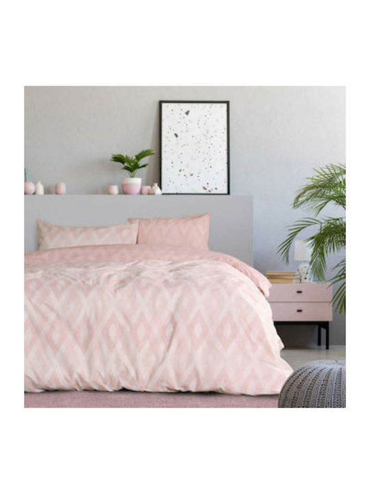 Kocoon Bettwäsche-Set Einzel 160x270cm. Rombus Pink 3Stück