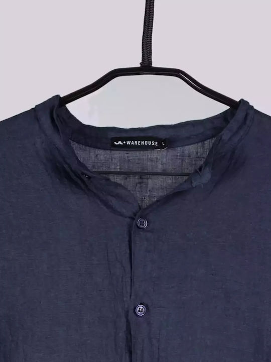 Langärmlig Leinen Hemd Blue