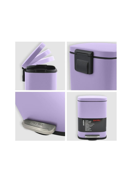 Dimitracas Akira Metallic Bathroom Basket Soft Close 5lt Purple