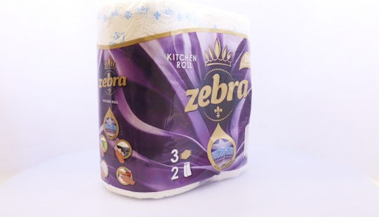 Zebra Duo Χαρτί Κουζίνας 2 Ρολά 3 Φύλλων (170gr/Ρολό)