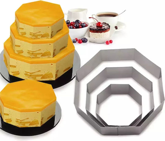 Set 3 Forme Hexagonale Pentru Tort Abyz 19.5 15 10 Cm Înălțime 4.5 Cm Pentru Copt Decorat Crearea Deserturilor Unice