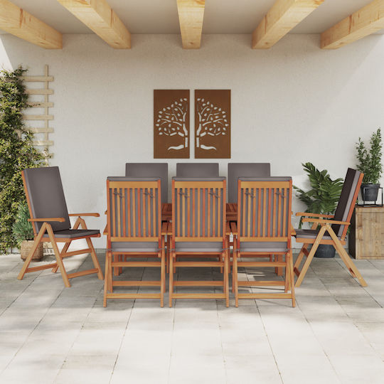 Garden & Outdoor Furniture Sets Living Room Set 8 Pieces Brown and Gray with Pillows