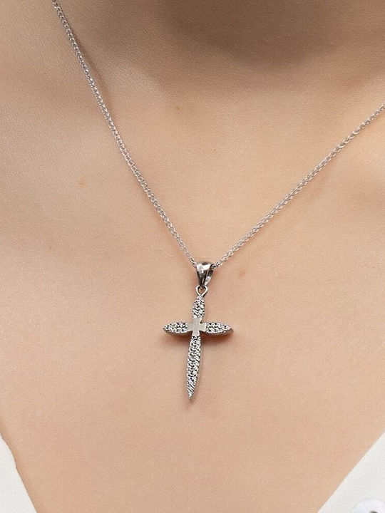 Eforo Women's White Gold Cross 14K